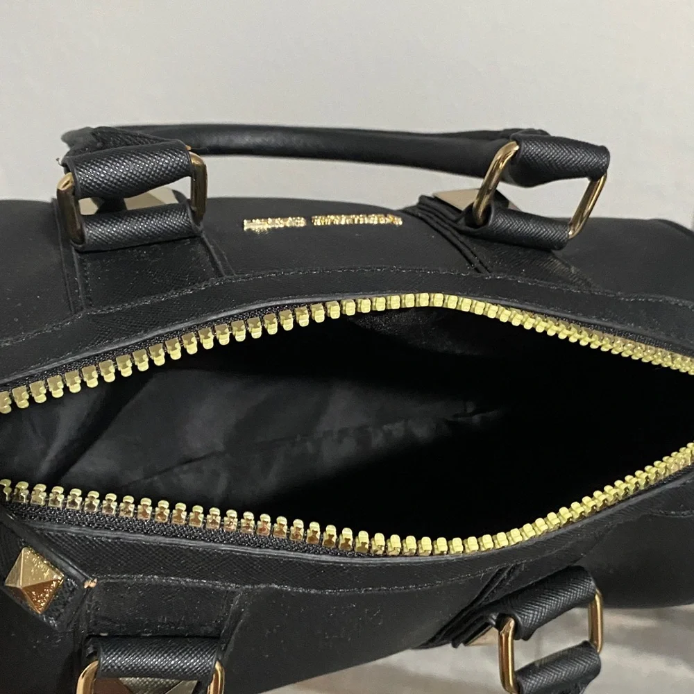 Victoria's Secret Black and Brown Structured Satchel
